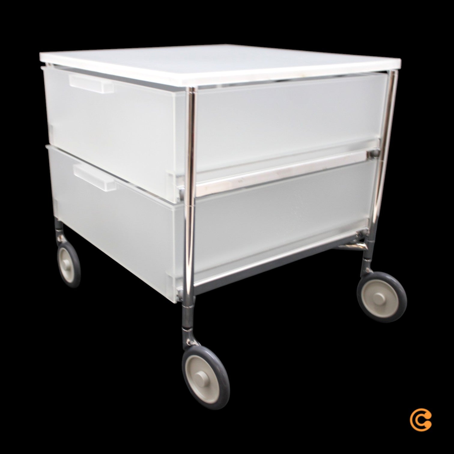 Kartell Mobil Rollcontainer Rollregal 2 Schubladen eisfarben halbtransparent - 8034105783508