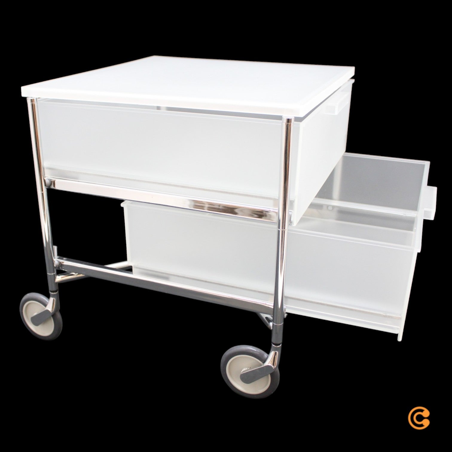 Kartell Mobil Rollcontainer Rollregal 2 Schubladen eisfarben halbtransparent - 8034105783508