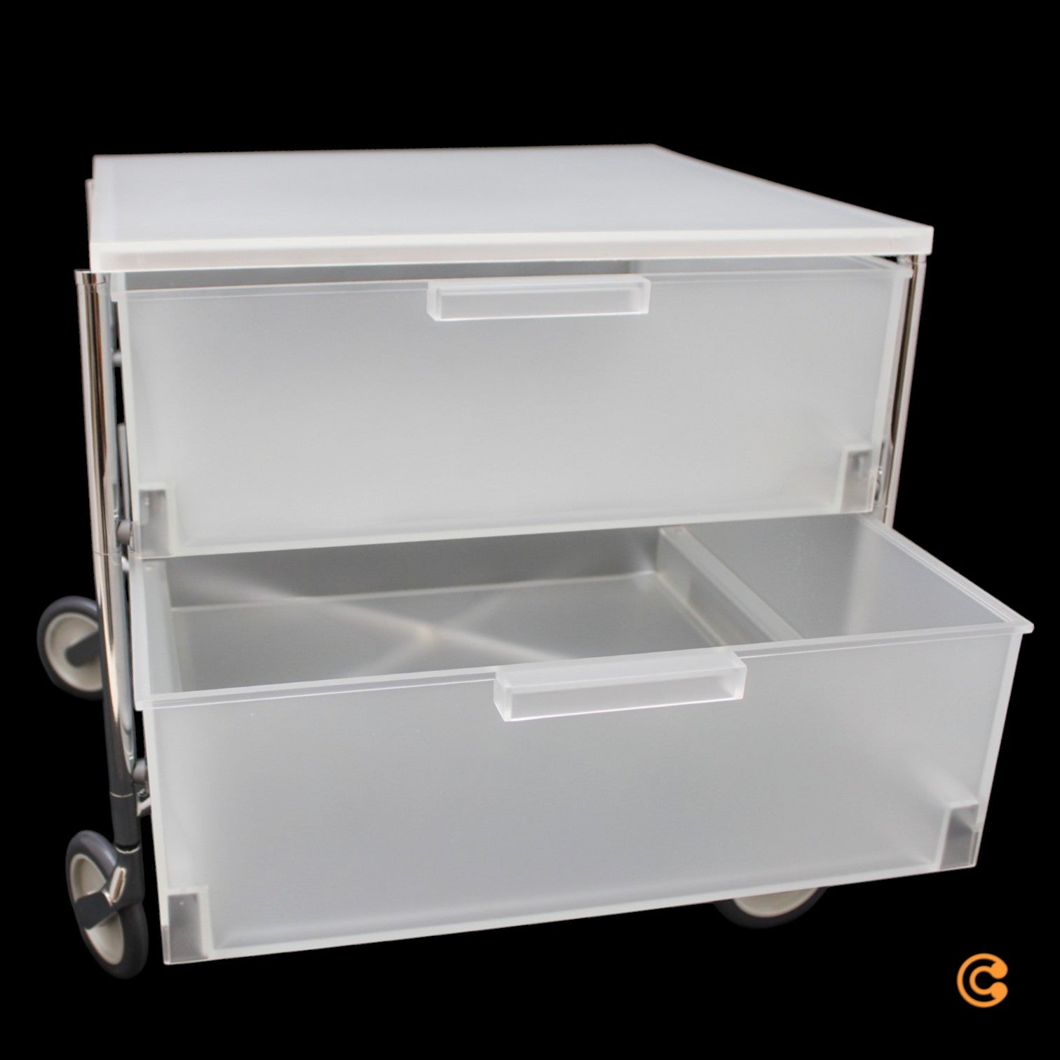 Kartell Mobil Rollcontainer Rollregal 2 Schubladen eisfarben halbtransparent - 8034105783508