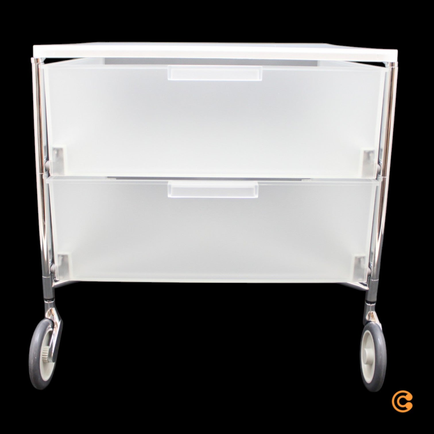 Kartell Mobil Rollcontainer Rollregal 2 Schubladen eisfarben halbtransparent - 8034105783508