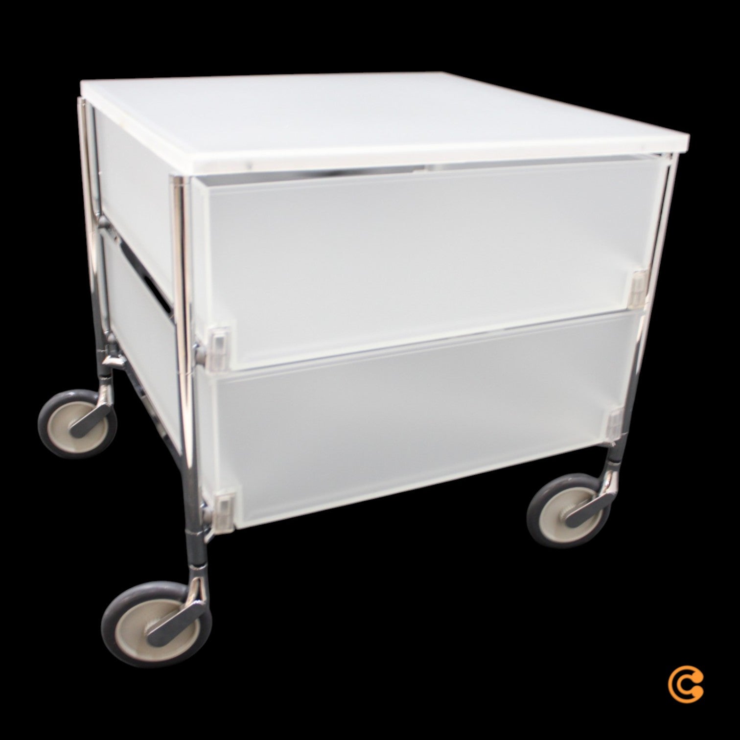 Kartell Mobil Rollcontainer Rollregal 2 Schubladen eisfarben halbtransparent - 8034105783508