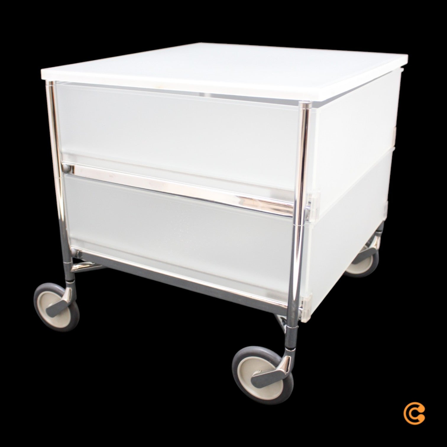 Kartell Mobil Rollcontainer Rollregal 2 Schubladen eisfarben halbtransparent - 8034105783508