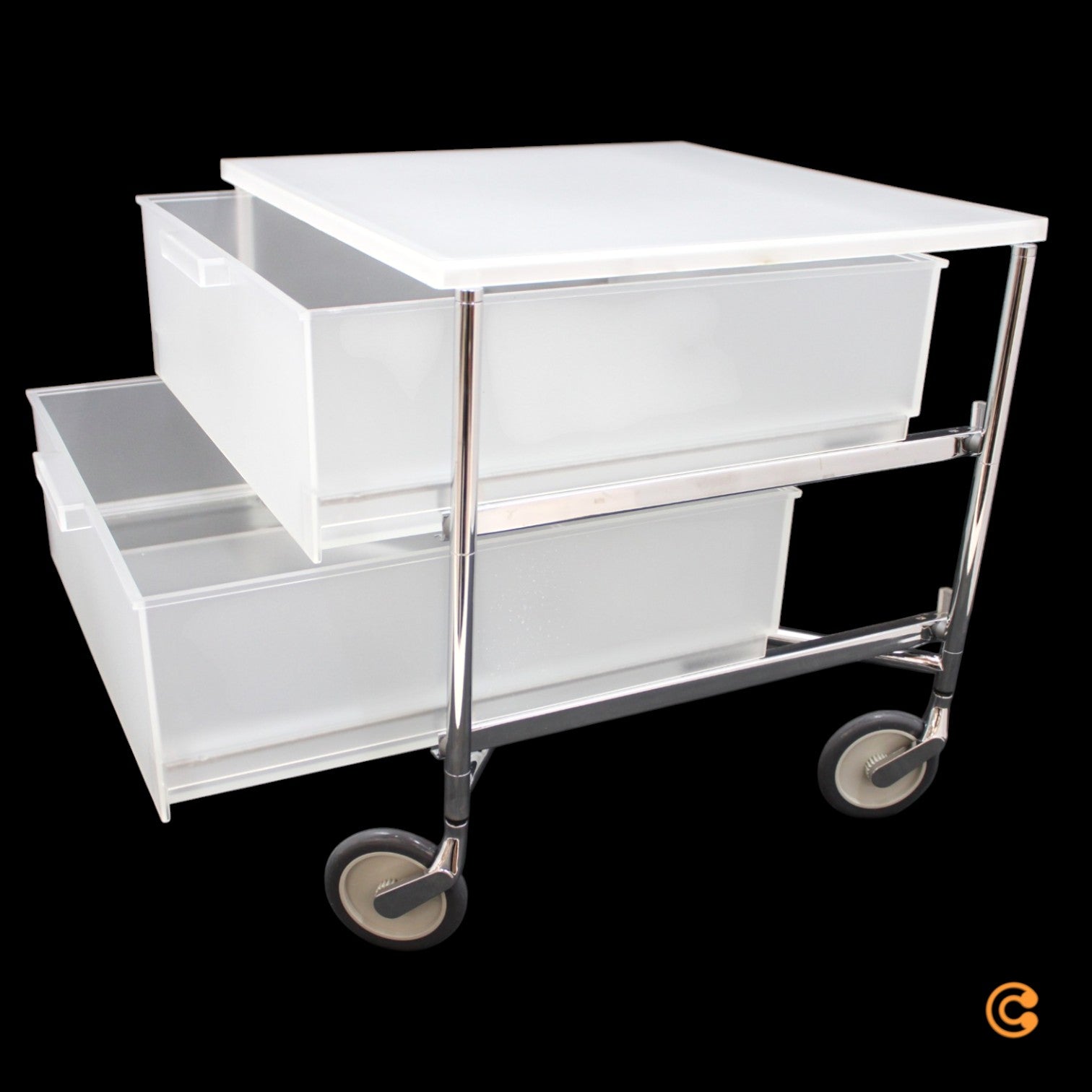 Kartell Mobil Rollcontainer Rollregal 2 Schubladen eisfarben halbtransparent - 8034105783508