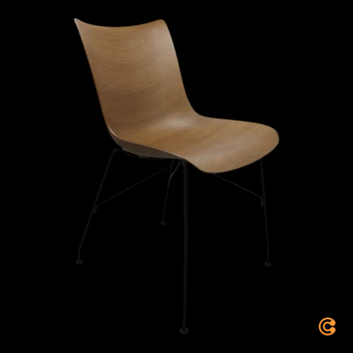 Kartell P/Wood Stuhl Sessel schwarz Buche dunkel Esszimmerstuhl Modernes Design - 8058967294835
