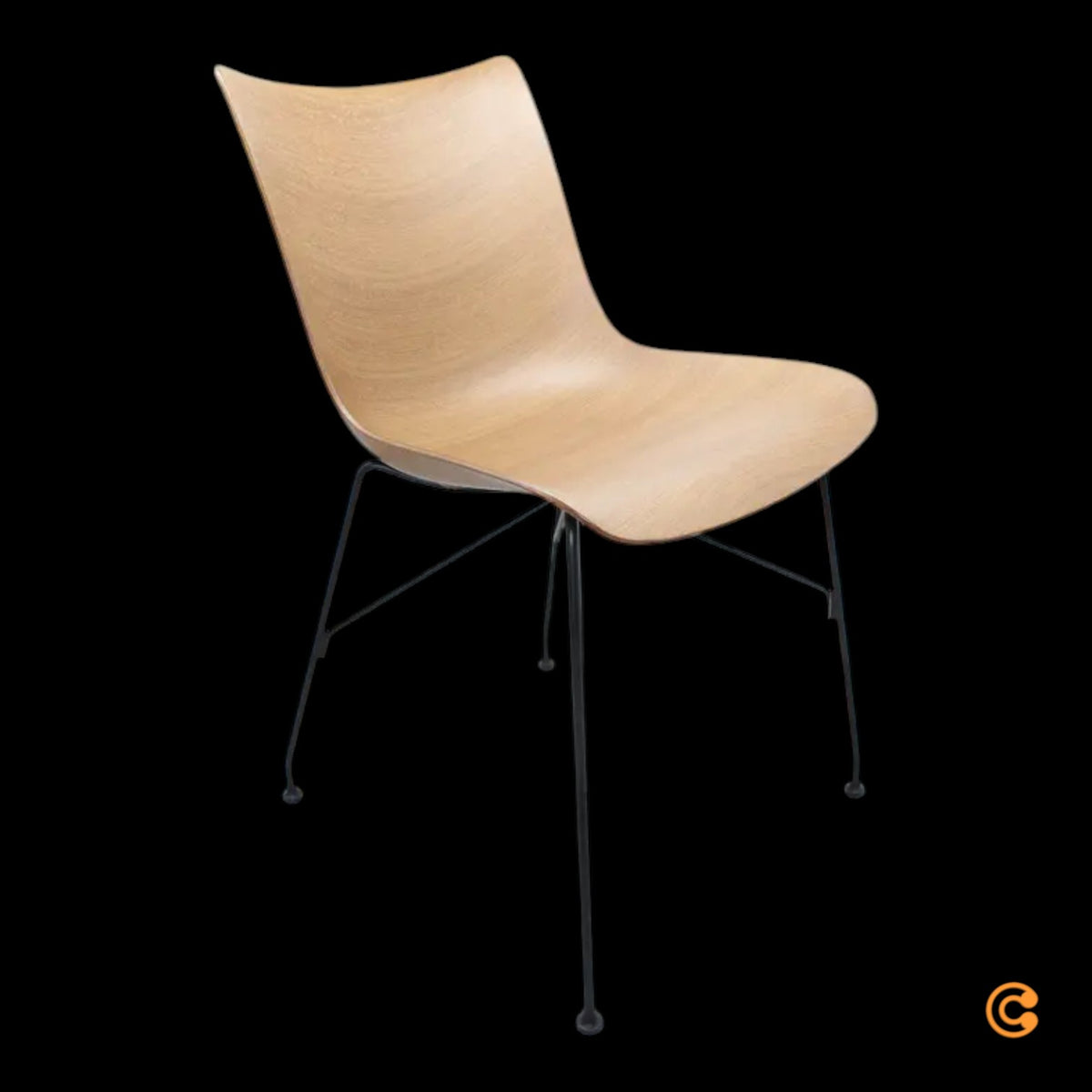 Kartell P/Wood Stuhl Sessel schwarz Buche dunkel Esszimmerstuhl Modernes Design - 8058967294835