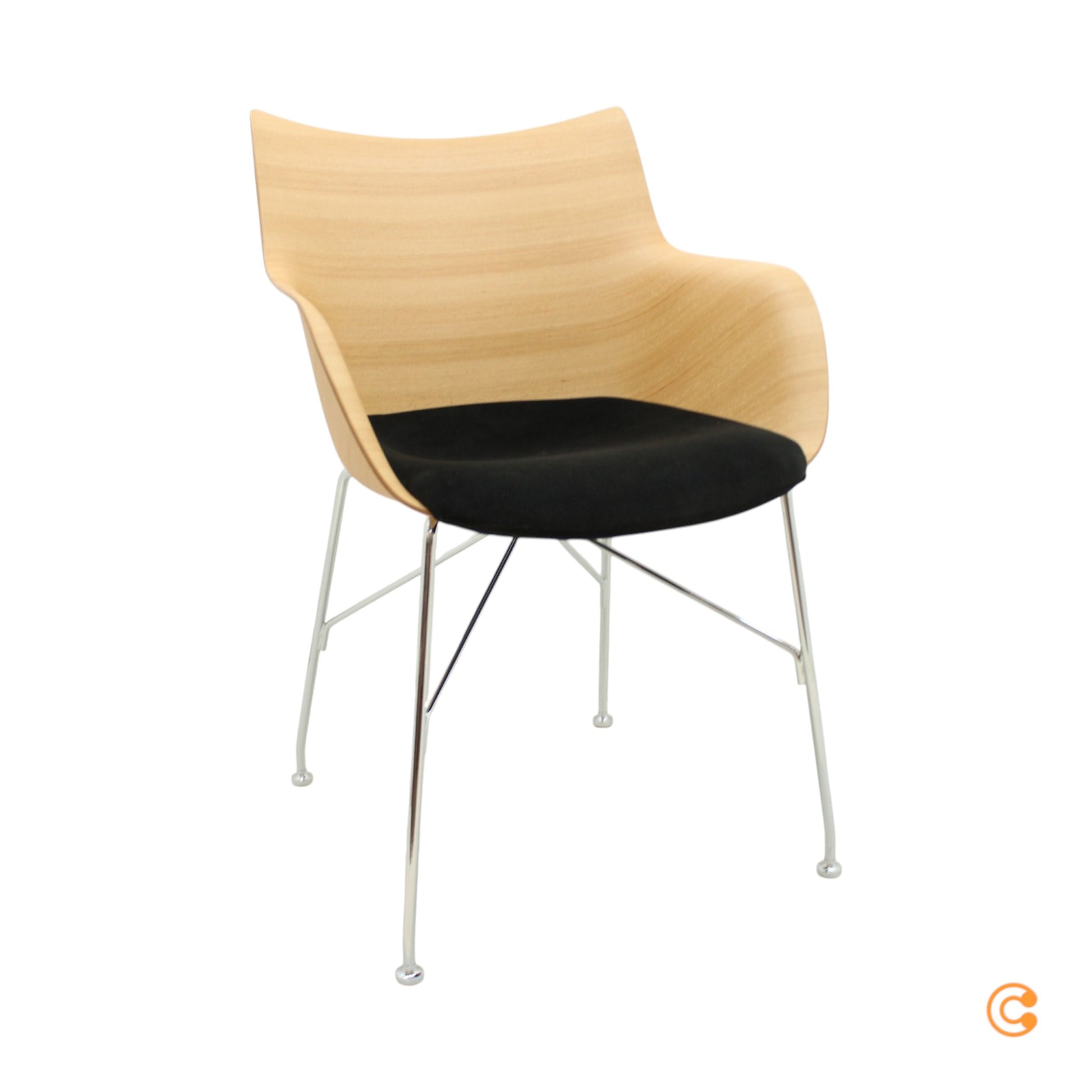 Kartell Q/Wood Stuhl mit Rollen Bürostuhl Schreibtischstuhl Drehstuhl Bürosessel - 8058967310429
