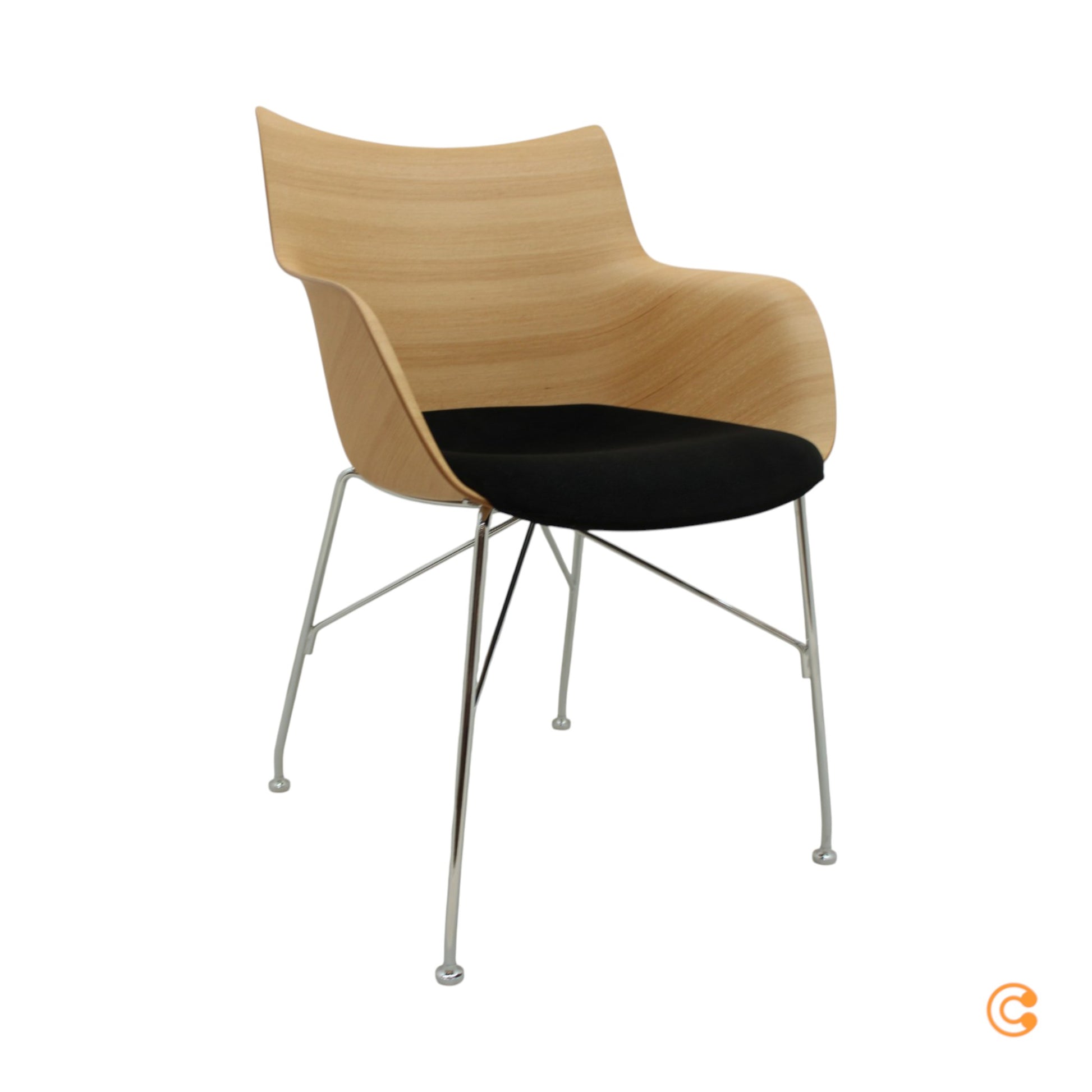 Kartell Q/Wood Stuhl mit Rollen Bürostuhl Schreibtischstuhl Drehstuhl Bürosessel - 8058967310429
