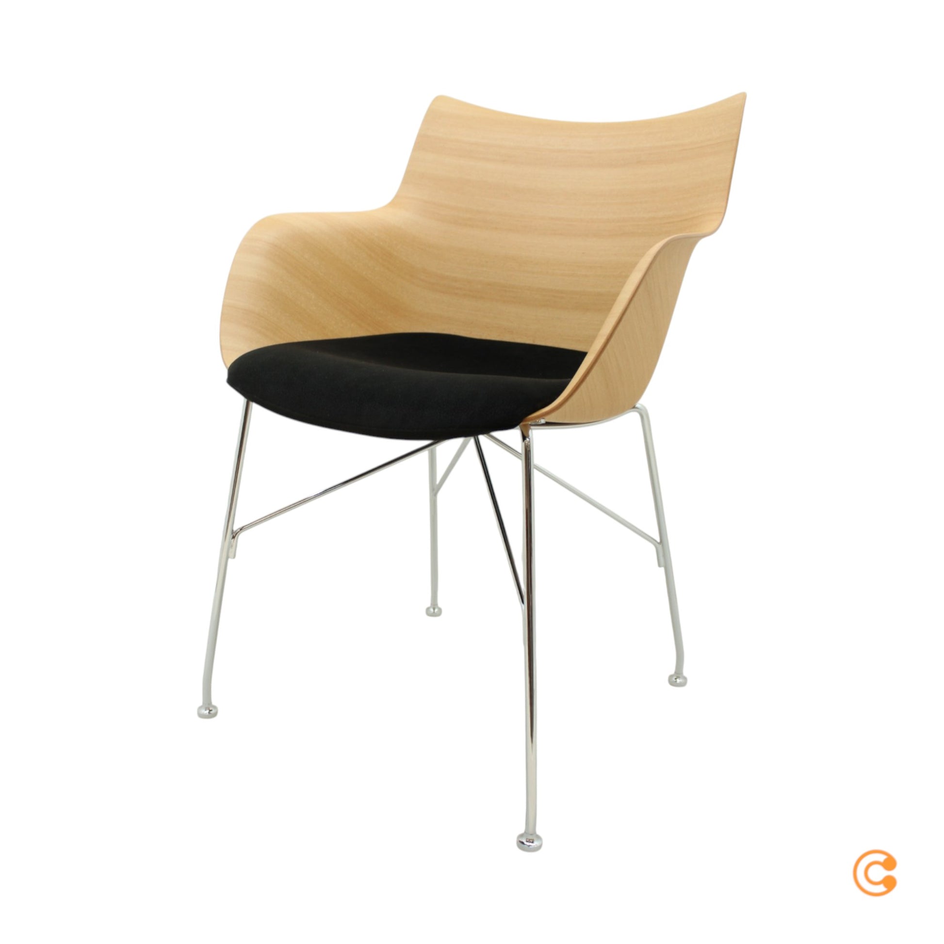 Kartell Q/Wood Stuhl mit Rollen Bürostuhl Schreibtischstuhl Drehstuhl Bürosessel - 8058967310429