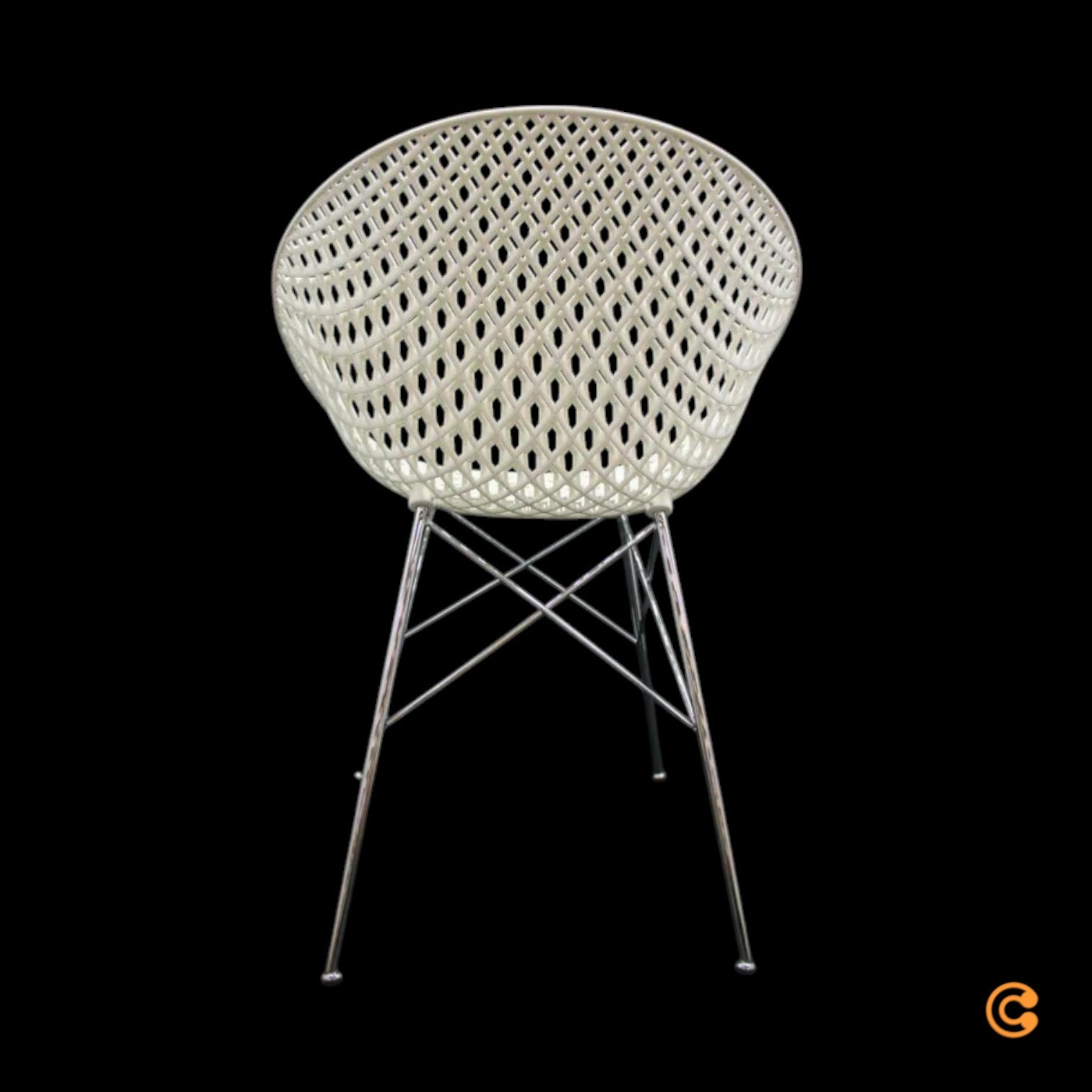 Kartell Smatrik Stuhl Esszimmerstuhl Küchenstuhl Designerstuhl verchromt weiß - 8058967285918