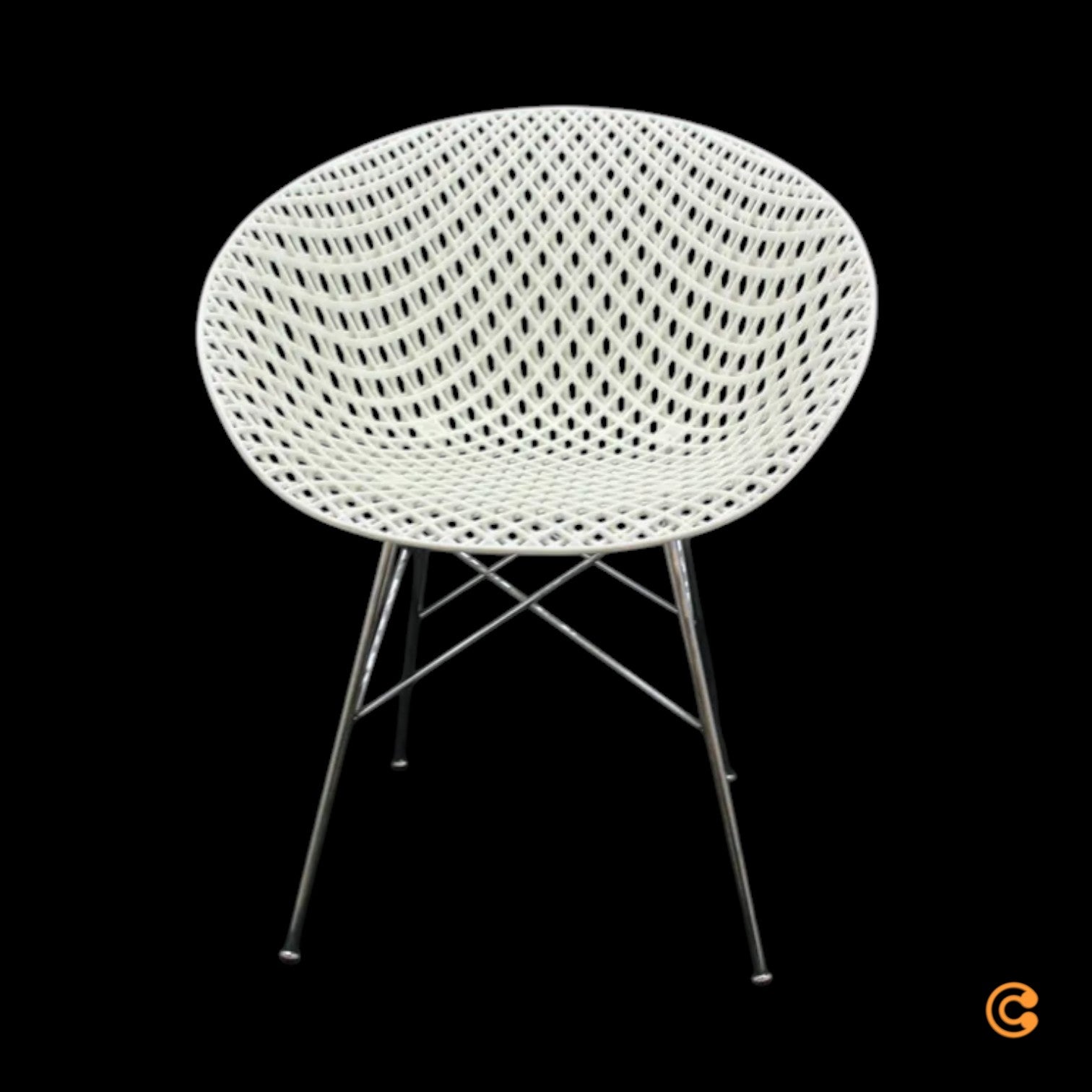 Kartell Smatrik Stuhl Esszimmerstuhl Küchenstuhl Designerstuhl verchromt weiß - 8058967285918