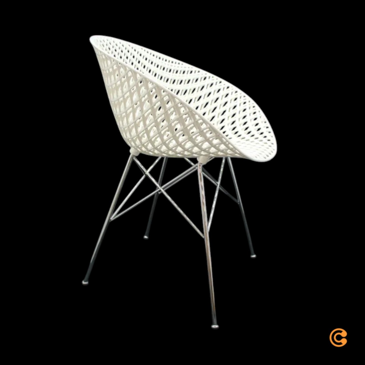 Kartell Smatrik Stuhl Esszimmerstuhl Küchenstuhl Designerstuhl verchromt weiß - 8058967285918