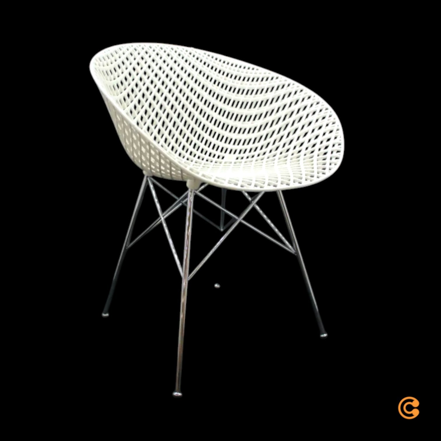 Kartell Smatrik Stuhl Esszimmerstuhl Küchenstuhl Designerstuhl verchromt weiß - 8058967285918
