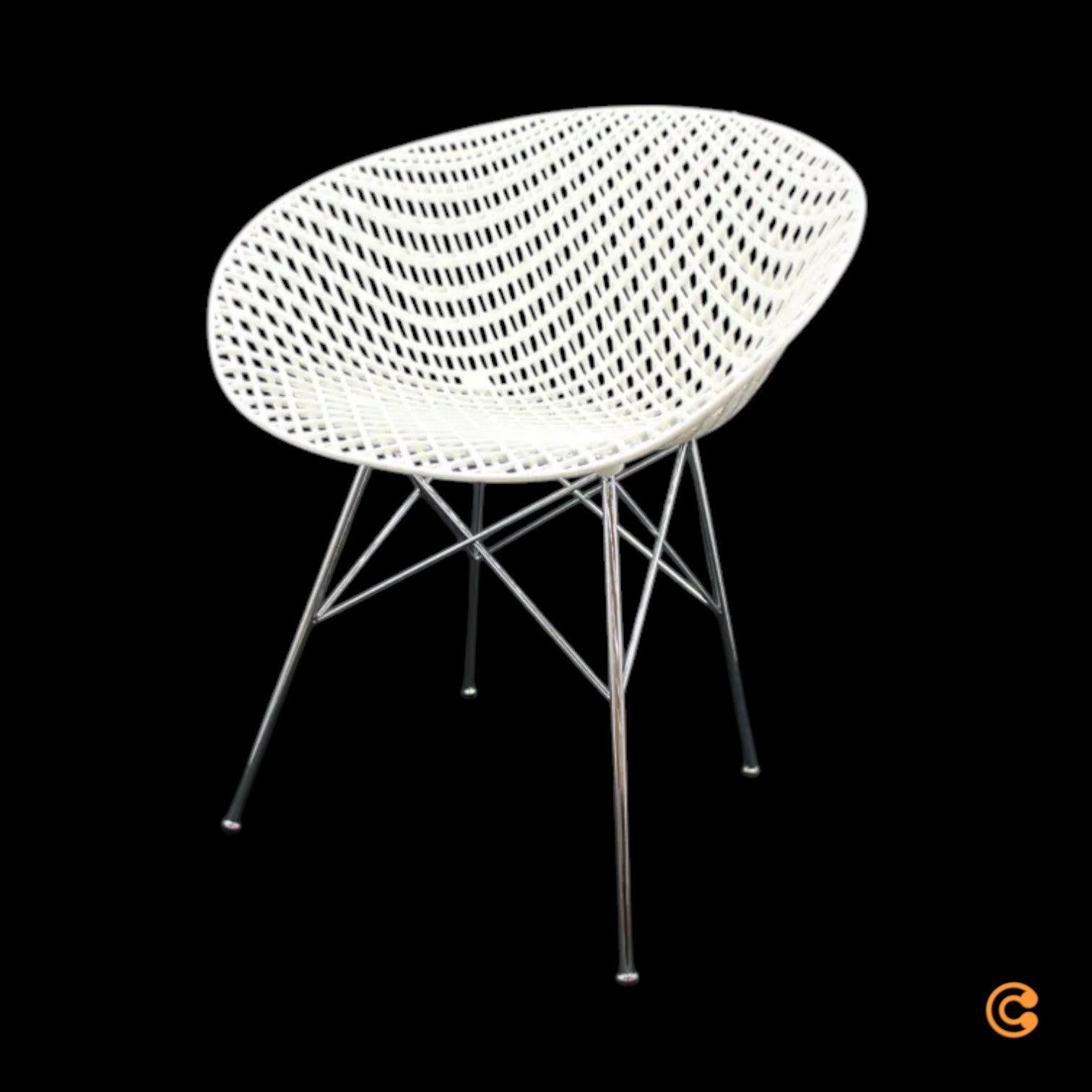 Kartell Smatrik Stuhl Esszimmerstuhl Küchenstuhl Designerstuhl verchromt weiß - 8058967285918