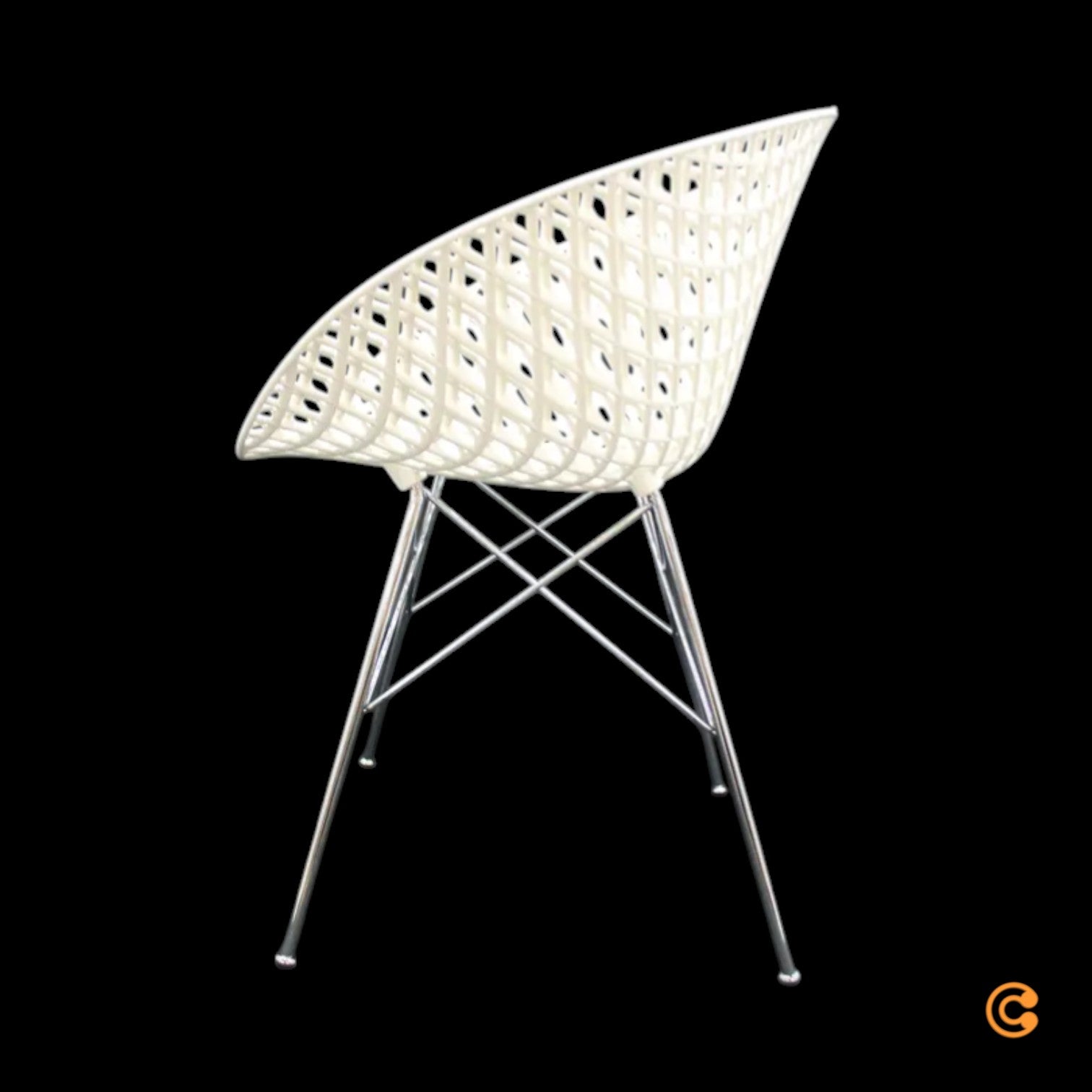 Kartell Smatrik Stuhl Esszimmerstuhl Küchenstuhl Designerstuhl verchromt weiß - 8058967285918