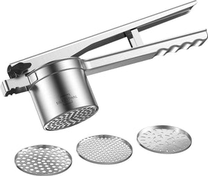 B-Ware SILBERTHAL Kartoffelpresse Stampfer Edelstahl Silber Presse für Püree 3 Einsätze