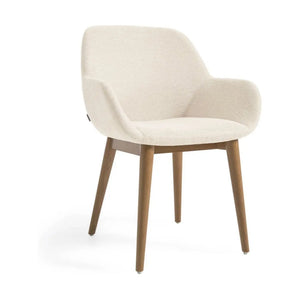 B-Ware Kave Home Esszimmerstuhl Armlehnstuhl Stuhl Konna Beige Holzbeine Gepolstert140