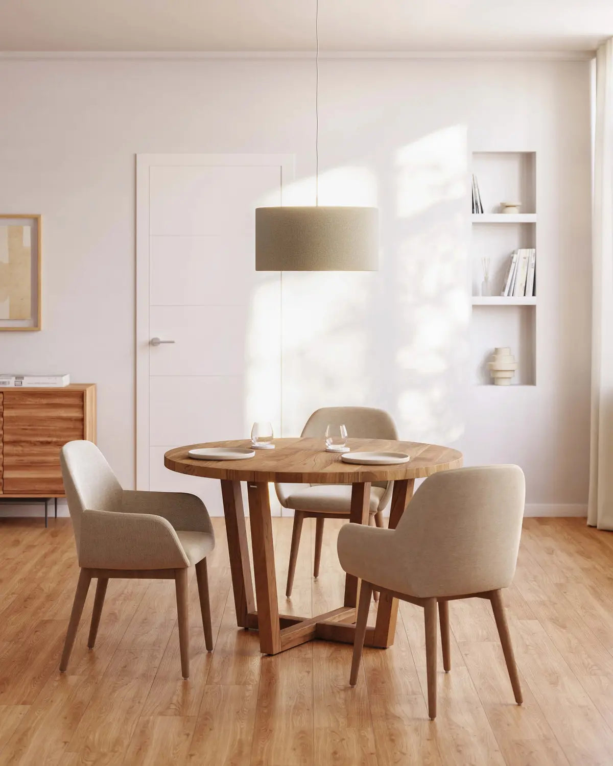 B-Ware Kave Home Esszimmerstuhl Armlehnstuhl Stuhl Konna Beige Holzbeine Gepolstert140 - 8433840682358
