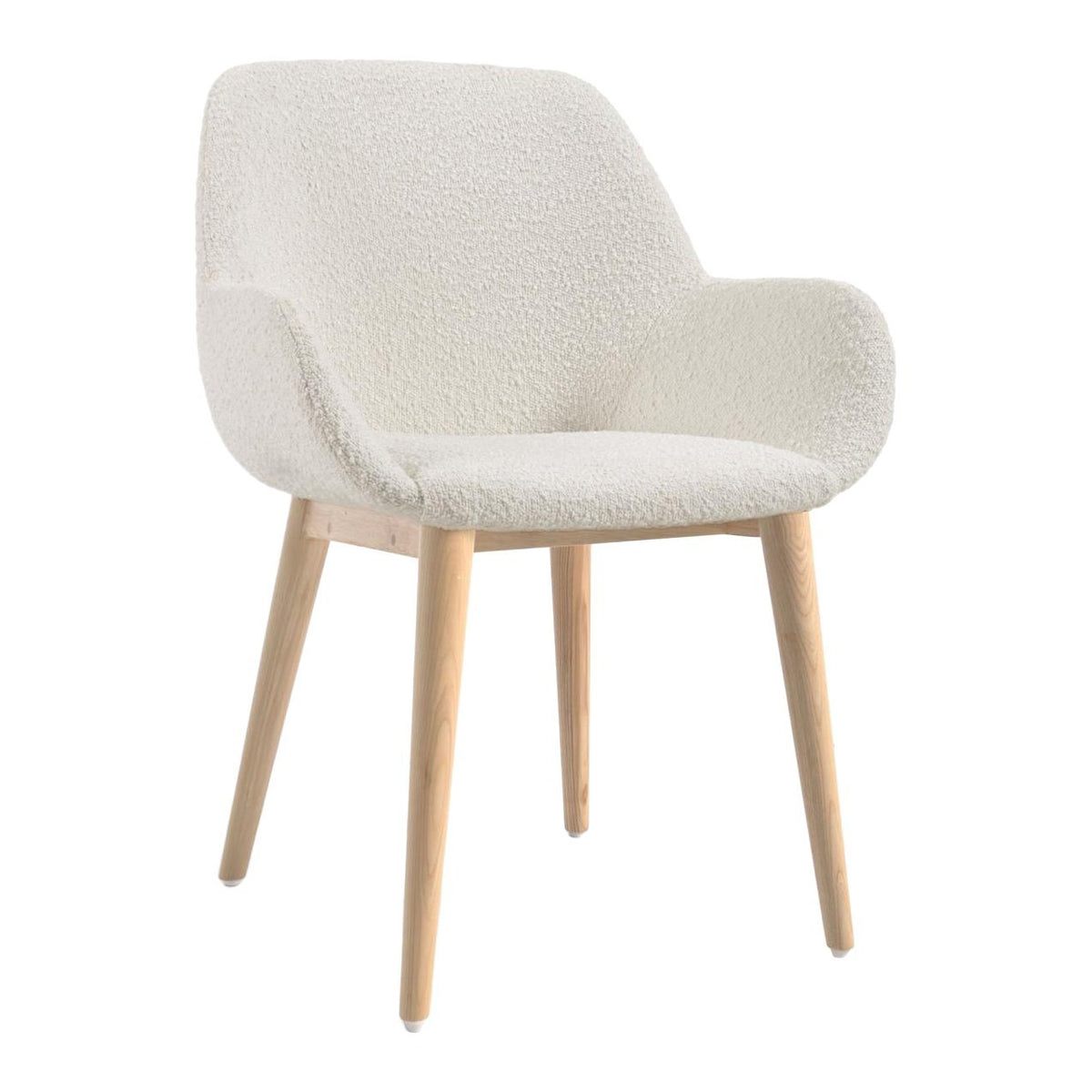 Kave Home Esszimmerstuhl Sessel Stuhl Weiß Bouclé Eschenholz SIEHE TEXT/FOTO670 - 8433840706825