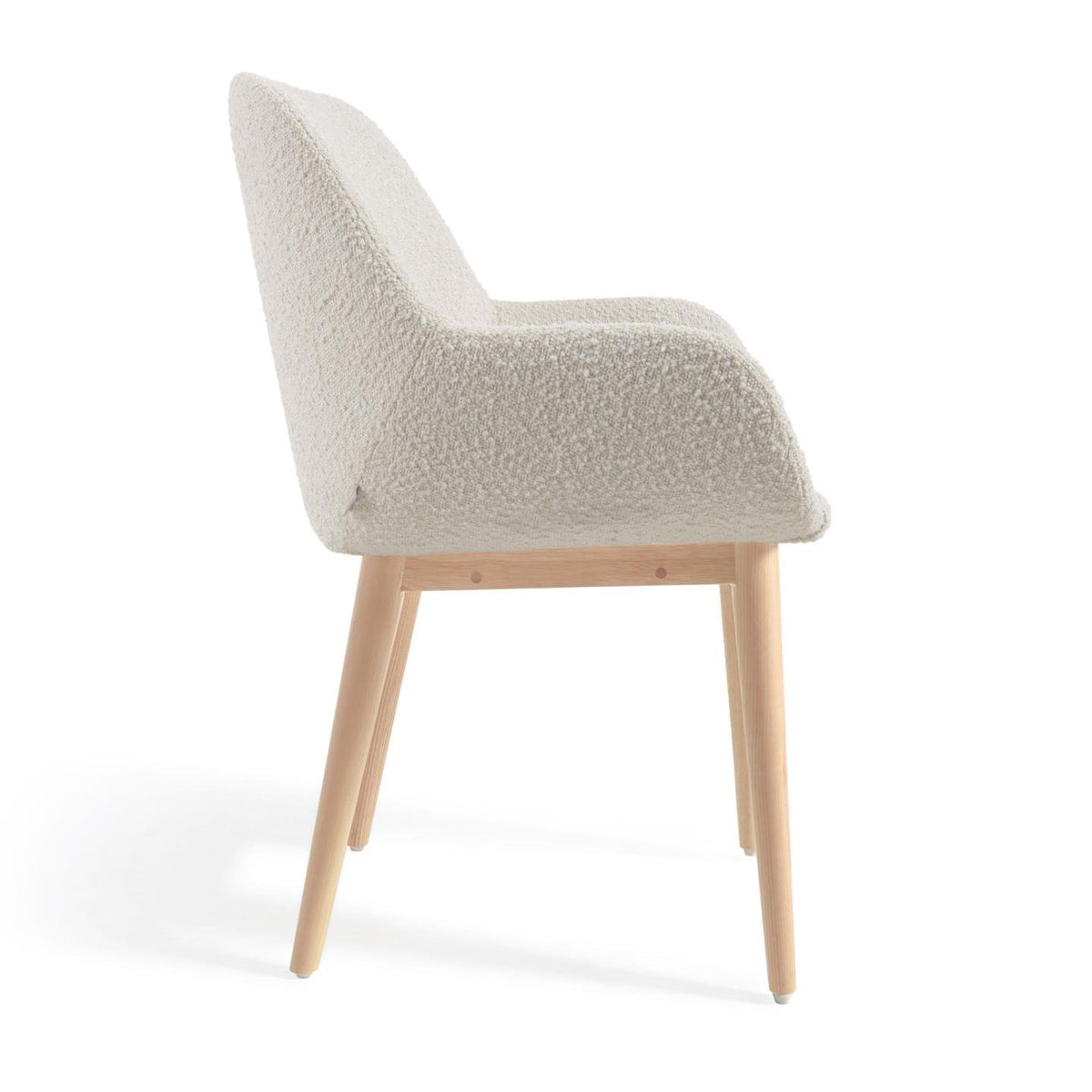 Kave Home Esszimmerstuhl Sessel Stuhl Weiß Bouclé Eschenholz SIEHE TEXT/FOTO670 - 8433840706825