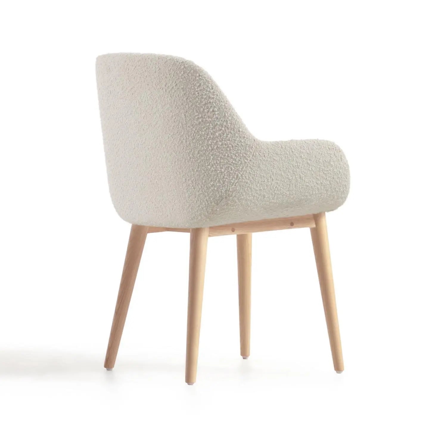 B-Ware Kave Home Esszimmerstuhl Sessel Stuhl Weiß Bouclé Eschenholz Siehe Text/Foto670 - 8433840706825