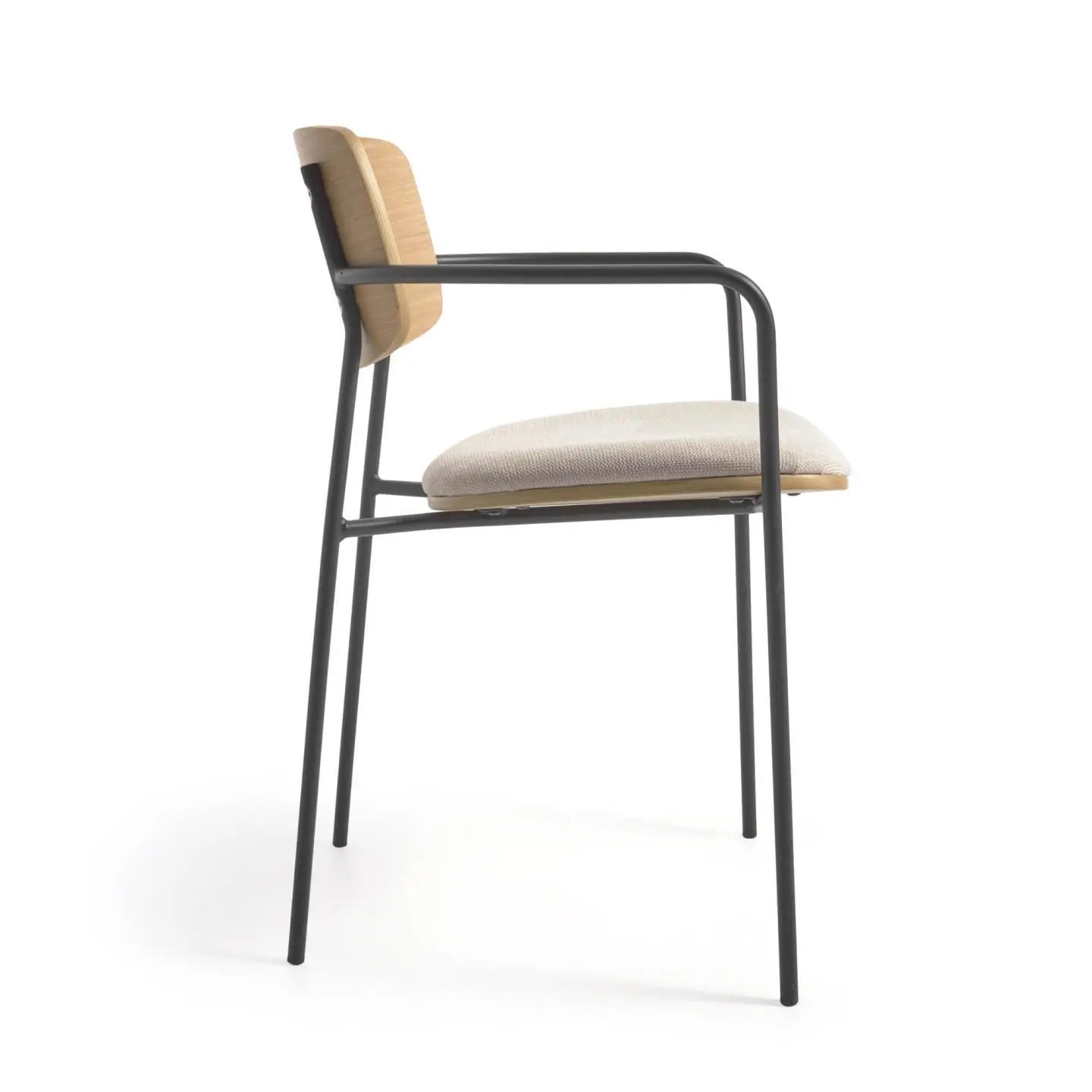 B-Ware Kave Home Stuhl Sessel Maureen Holz Beige Metall Eichenfurnier Naturausführung - 8433840689197
