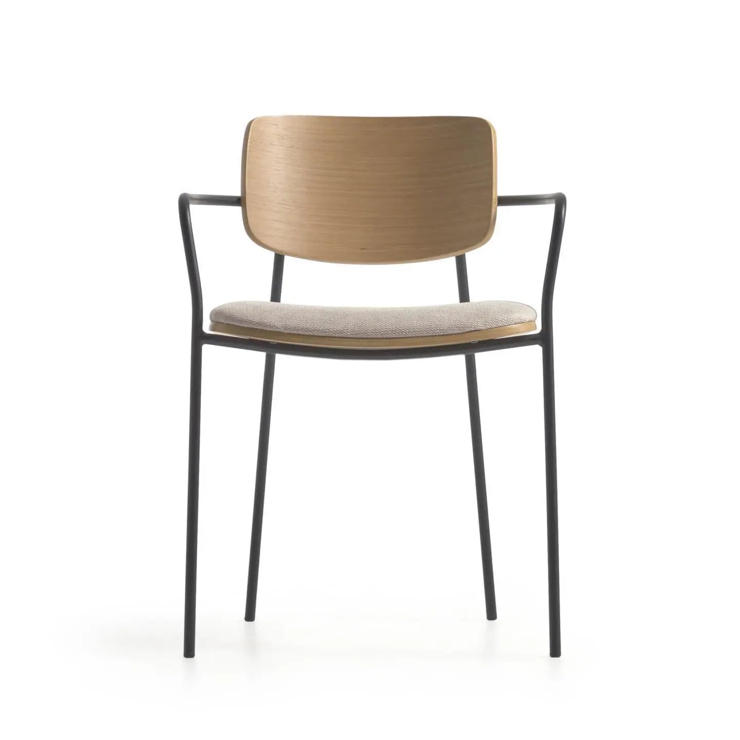 B-Ware Kave Home Stuhl Sessel Maureen Holz Beige Metall Eichenfurnier Naturausführung - 8433840689197