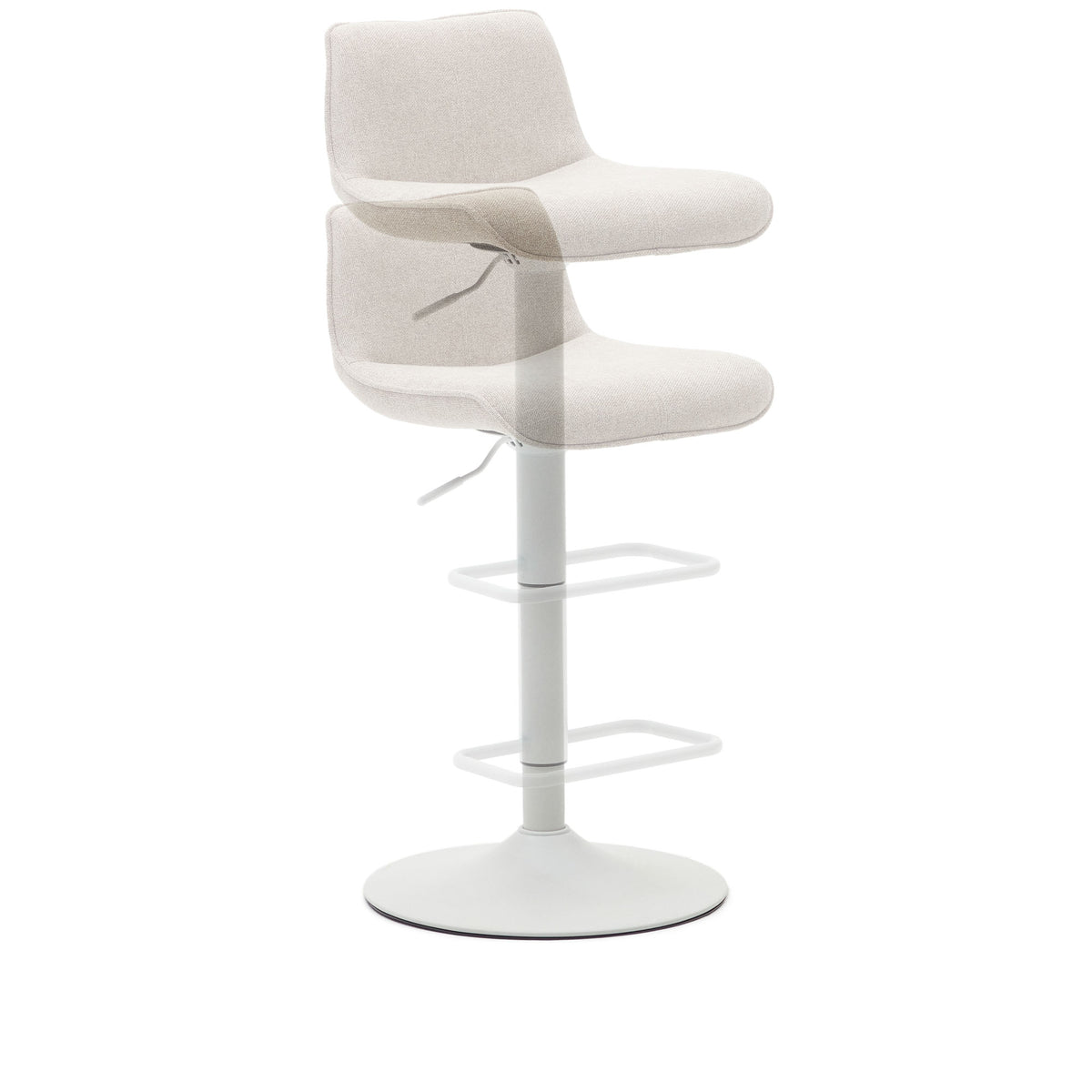 Kave Home Barhocker Hocker Zenda Weiss Stoff Verstellbar 81-102 cm Fachkräfte - 8433840806402