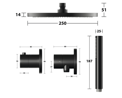 Keuco Armaturen Set Duschsystem Badarmatur Thermostat Ixmo Sets Schwarz Matt B-Ware - 4017214931019