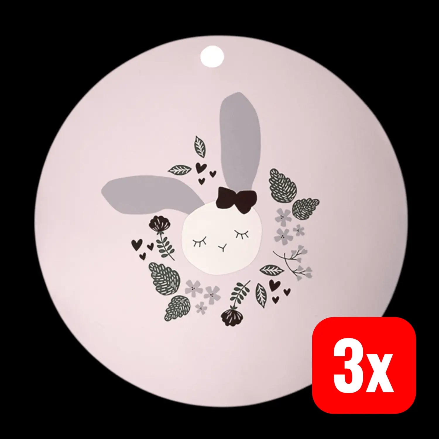 B-Ware Kikadu Silikon Platzset Tischunterlage Hase Rosa Unterlage Kinder 3 Stück - 4260711123030