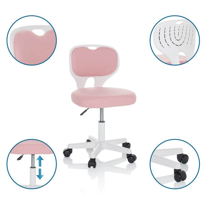 Hjh Office Kinderdrehstuhl Schreibtischstuhl Kiddy Top W Stoff Rosa Kinderstuhl B-Ware - 4064323035145