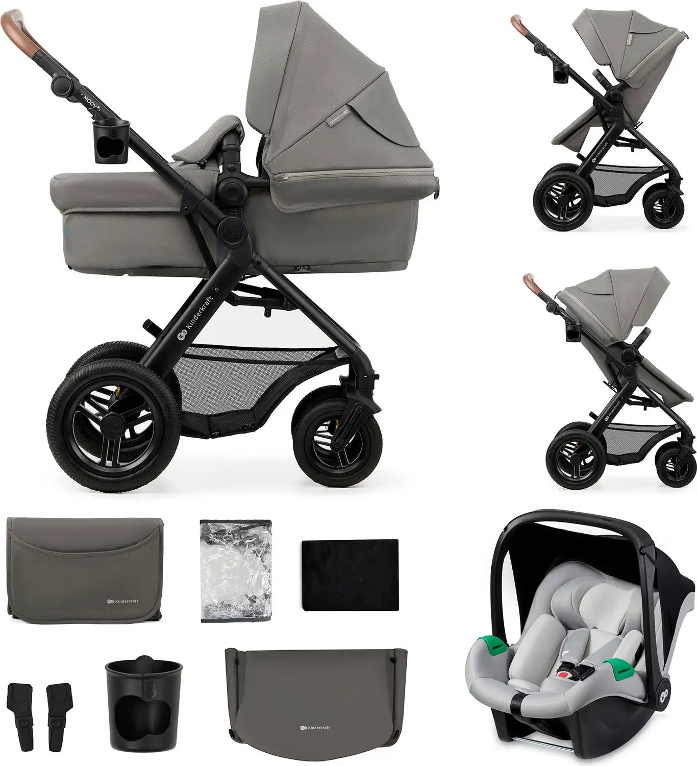 Kinderkraft Kombikinderwagen 3in1 Moov 2 Air Light Grey Wagen Kinder Zubehör B-Ware - 5902533925940