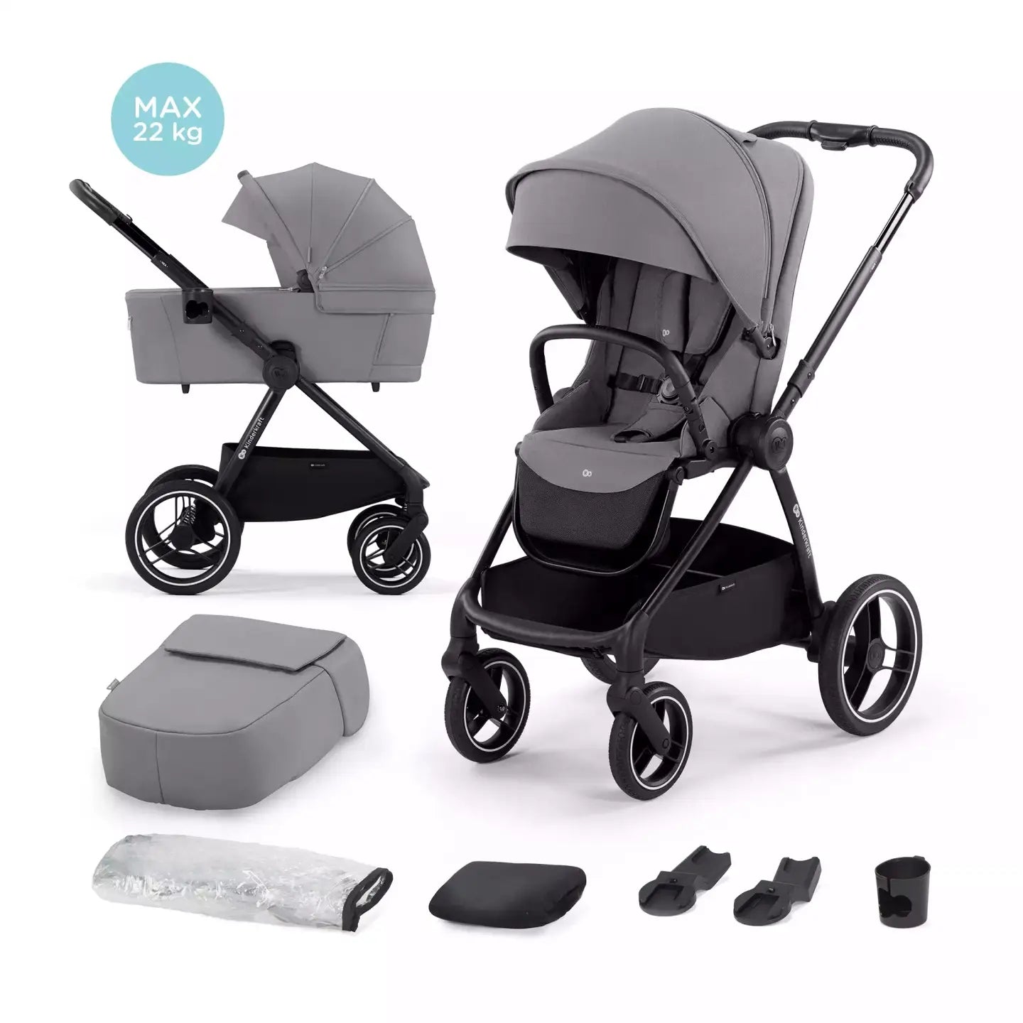 B-Ware Kinderkraft Kinderwagen Buggy Kombikinderwagen Nea 2in1 Platinum Grey Testsieger - 5902533919826