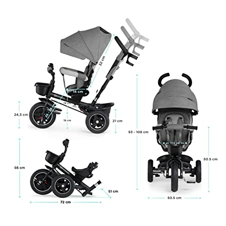 Kinderkraft Spinstep Dreirad Kinderrad Tretrad Pedalrad Schubstange Verdeck B-Ware - 5902533916511