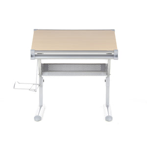 B-Ware hjh OFFICE Kinderschreibtisch Tisch höhenverstellbar neigbar buche silber 8519