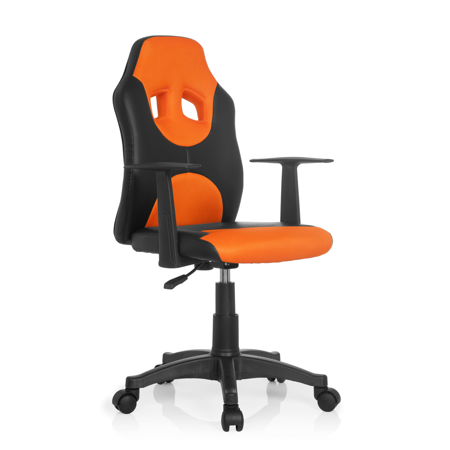 Hjh Office Kinderdrehstuhl Stuhl Schwarz Orange Kunstleder Armlehnen Rollen B-Ware - 4251084640897