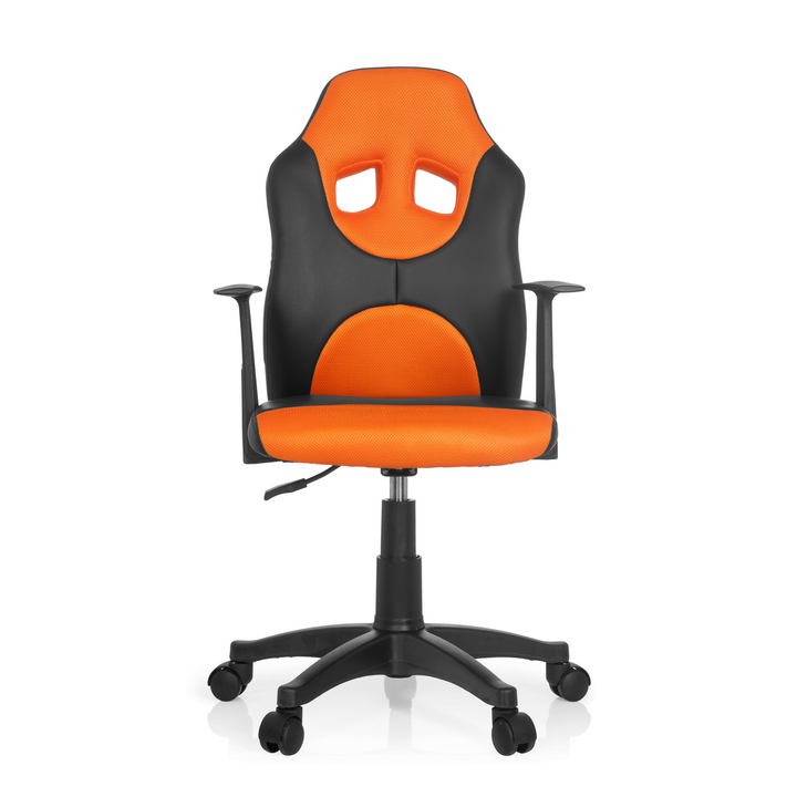 Hjh Office Kinderdrehstuhl Stuhl Schwarz Orange Kunstleder Armlehnen Rollen B-Ware - 4251084640897