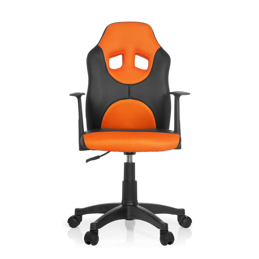 Hjh Office Kinderdrehstuhl Stuhl Schwarz Orange Kunstleder Armlehnen Rollen B-Ware - 4251084640897
