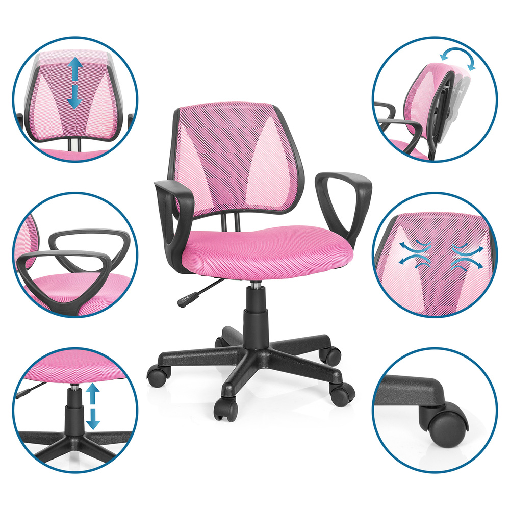 B-Ware Hjh Office Kinderstuhl Kiddy Cd Pink Höhenverstellbar Schreibtischstuhl