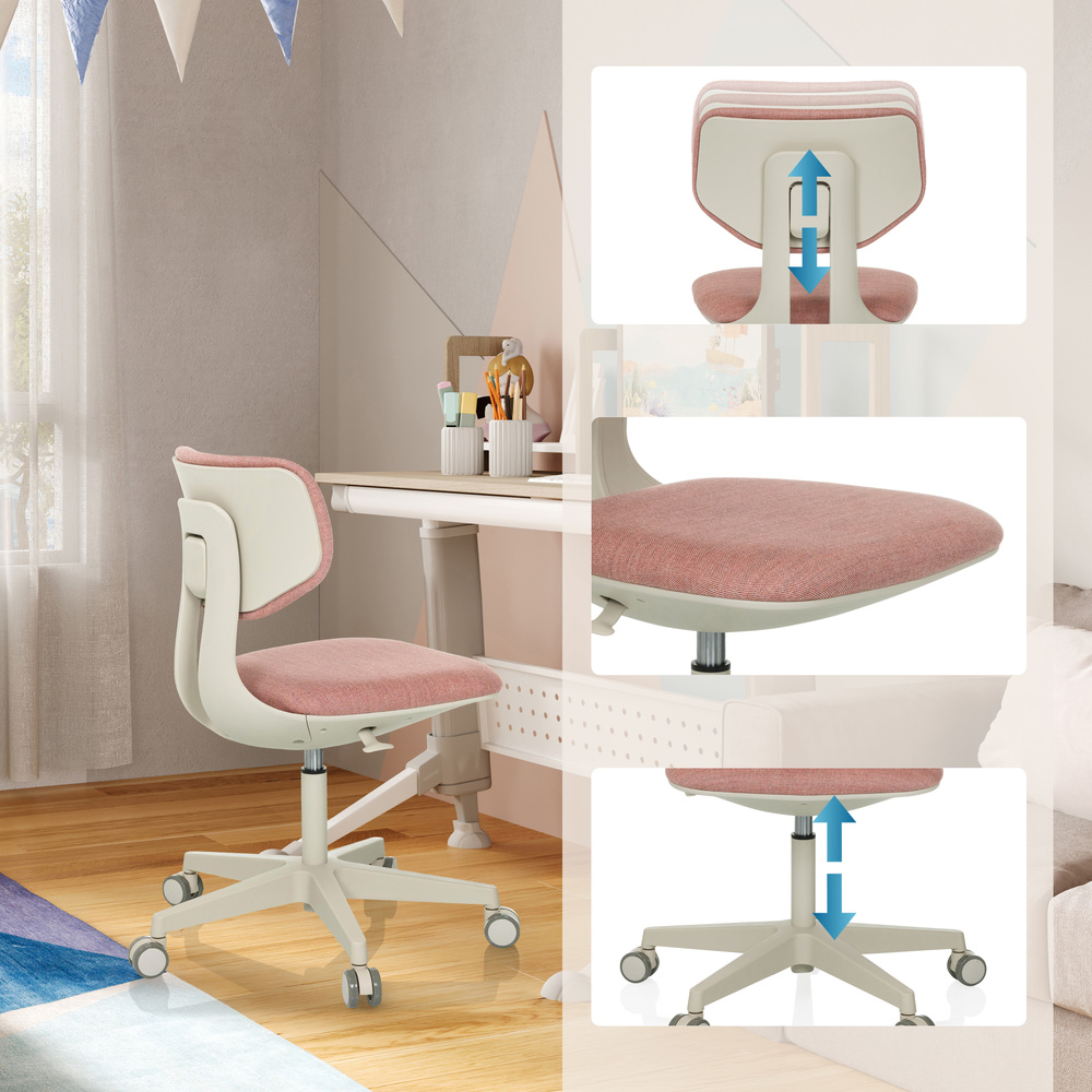Kinderschreibtischstuhl Kinderstuhl Kiddy Classic Rosa Stoff Kinderdrehstuhl B-Ware - 4064323106029