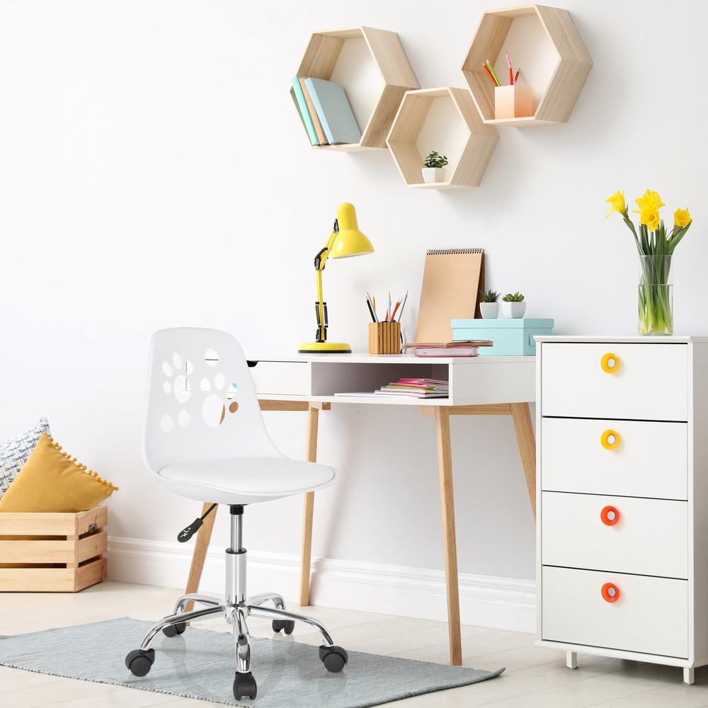 B-Ware Kinderstuhl Drehstuhl Stuhl Hjh Office Fancy I Kunstleder Weiss Katzenpfoten  - 4251084668969
