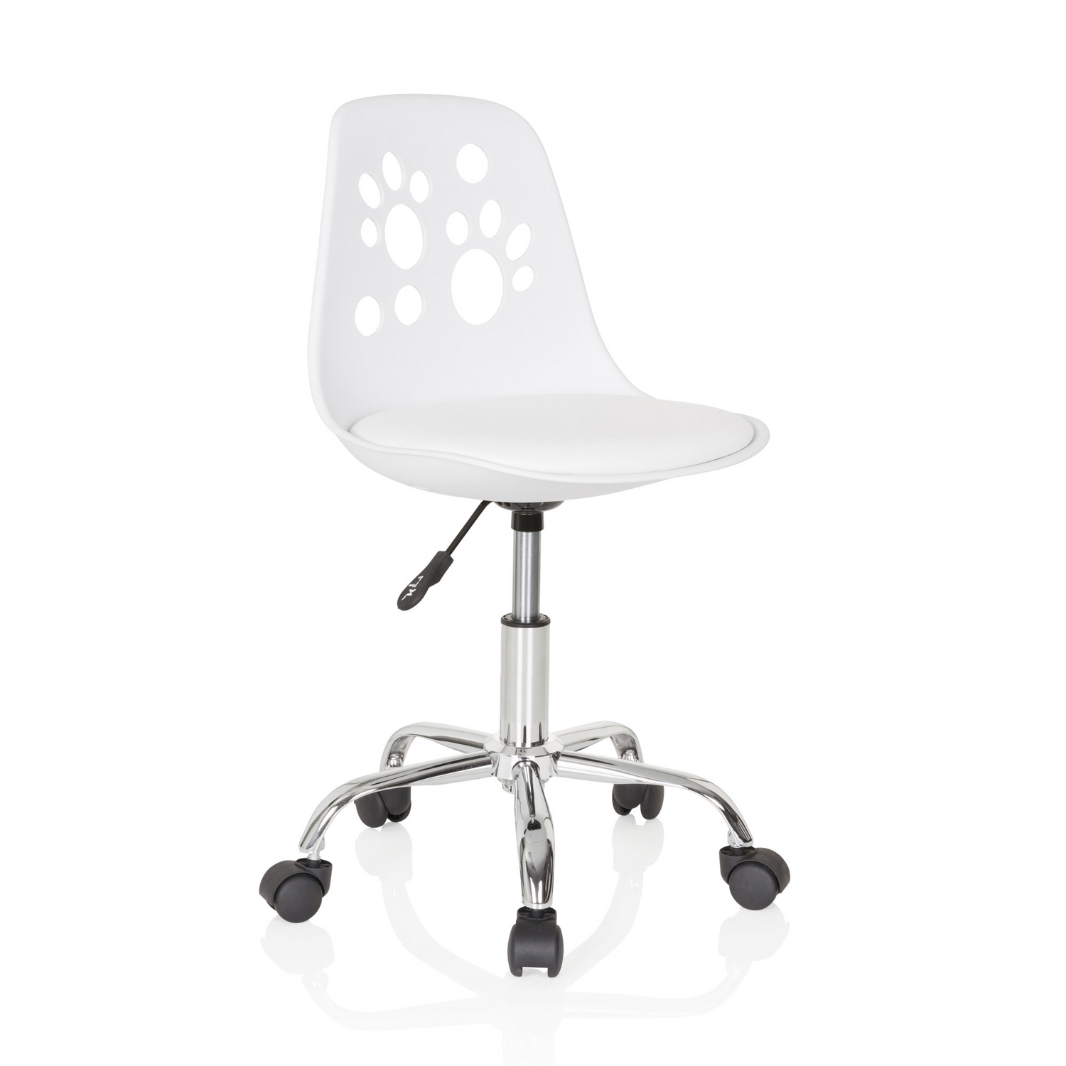 B-Ware Kinderstuhl Drehstuhl Stuhl Hjh Office Fancy I Kunstleder Weiss Katzenpfoten  - 4251084668969