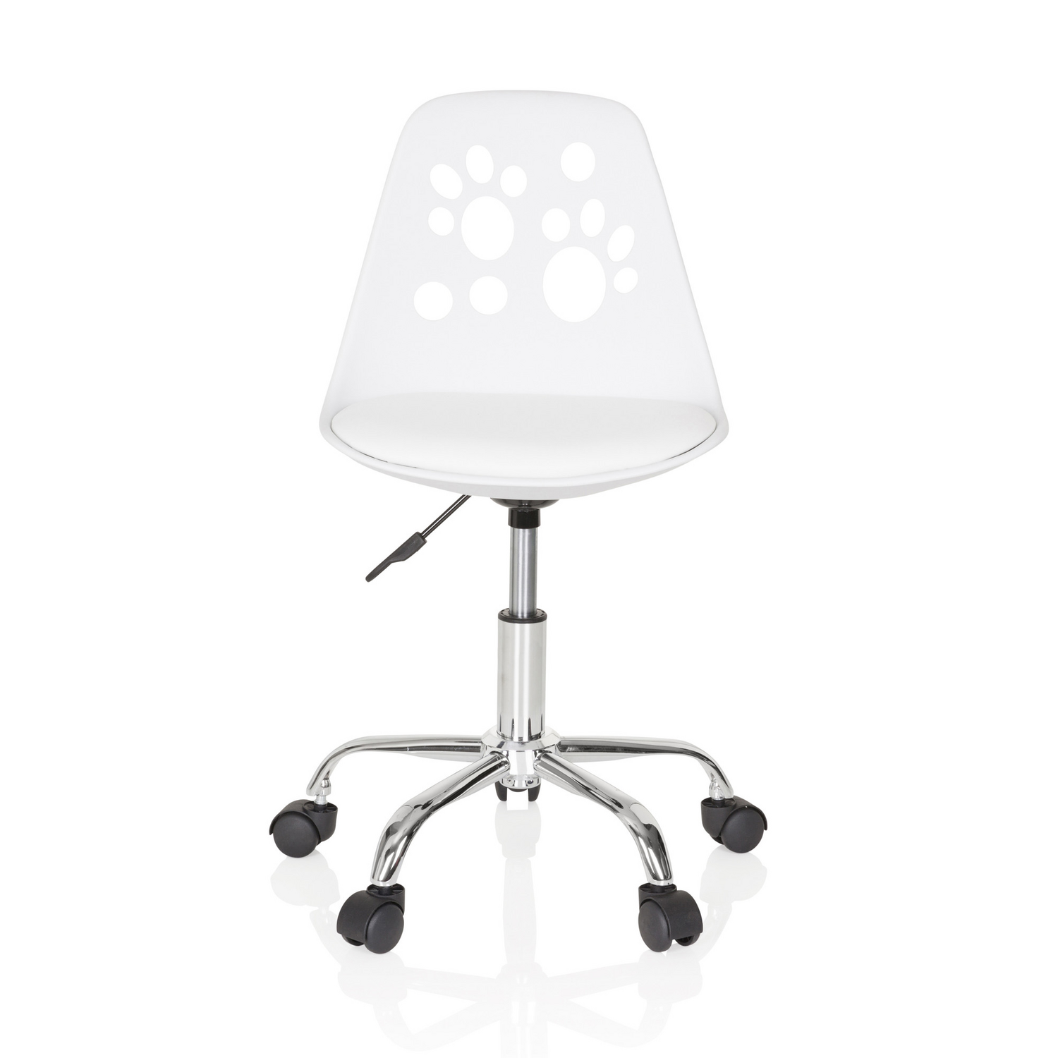 B-Ware Kinderstuhl Drehstuhl Stuhl Hjh Office Fancy I Kunstleder Weiss Katzenpfoten  - 4251084668969