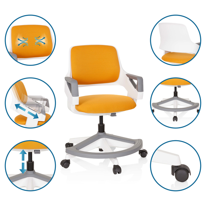 Hjh Office Kinderstuhl Drehstuhl Kid Flex Netzstoff Orange Höhenverstellbar B-Ware - 4251084671068