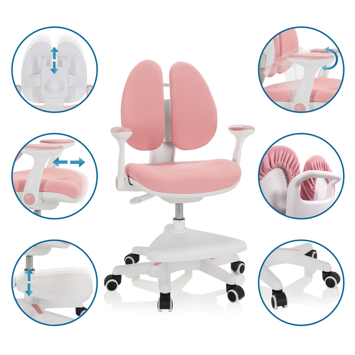 Hjh Office Kinderstuhl Schreibtischstuhl Kid Wing Kindermöbel Stoff Rosa B-Ware - 4064323020219