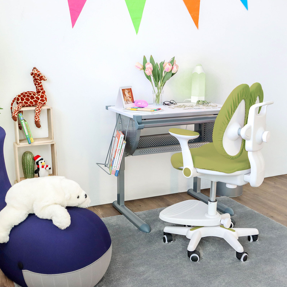 Hjh Office Kinderstuhl Schreibtischstuhl Kid Wing Stuhl Stoff Grün Mitwachsend B-Ware - 4064323020233