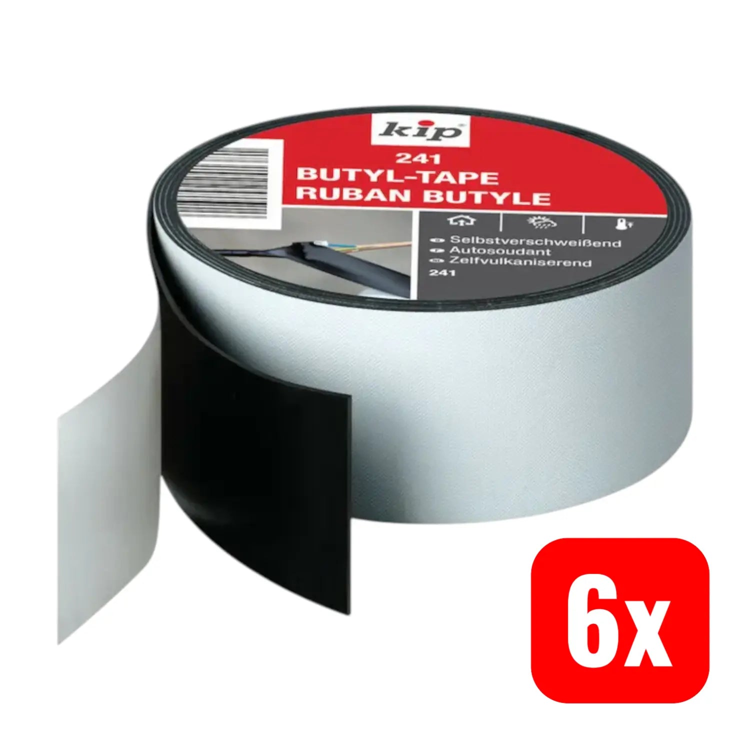 B-Ware Kip Dichtband Reparaturband Butylkautschuk Selbstverschweißend 38 Mm 5 M 6 Stück - 4013142241381