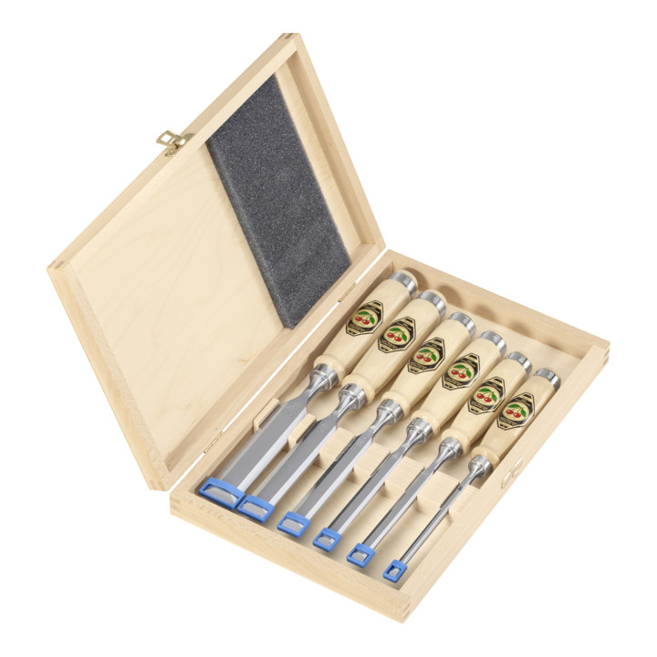 Kirschen Stechbeitelsatz Meißelsatz Stechbeitel Weißbuchenheft Holzkasten B-Ware - 4016649110655