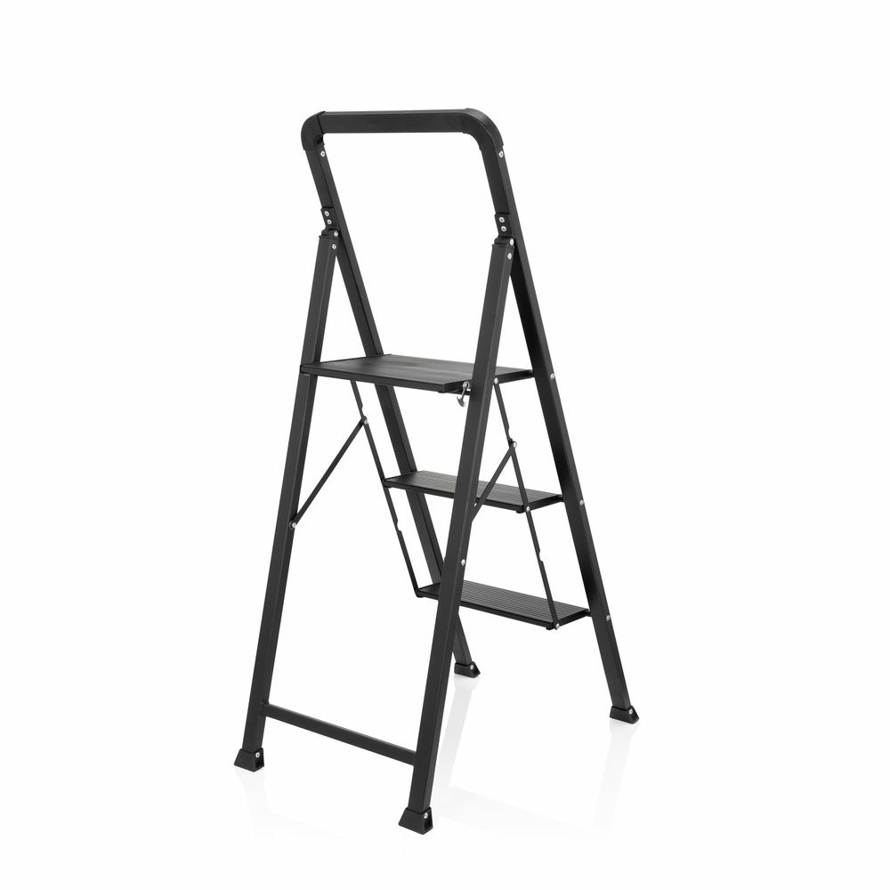 B-Ware Hjh Office Klappleiter Solid W6 Stahl Aluminium Schwarz Mit Griff
