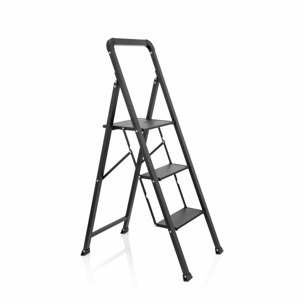B-Ware Hjh Office Klappleiter Solid W6 Stahl Aluminium Schwarz Mit Griff