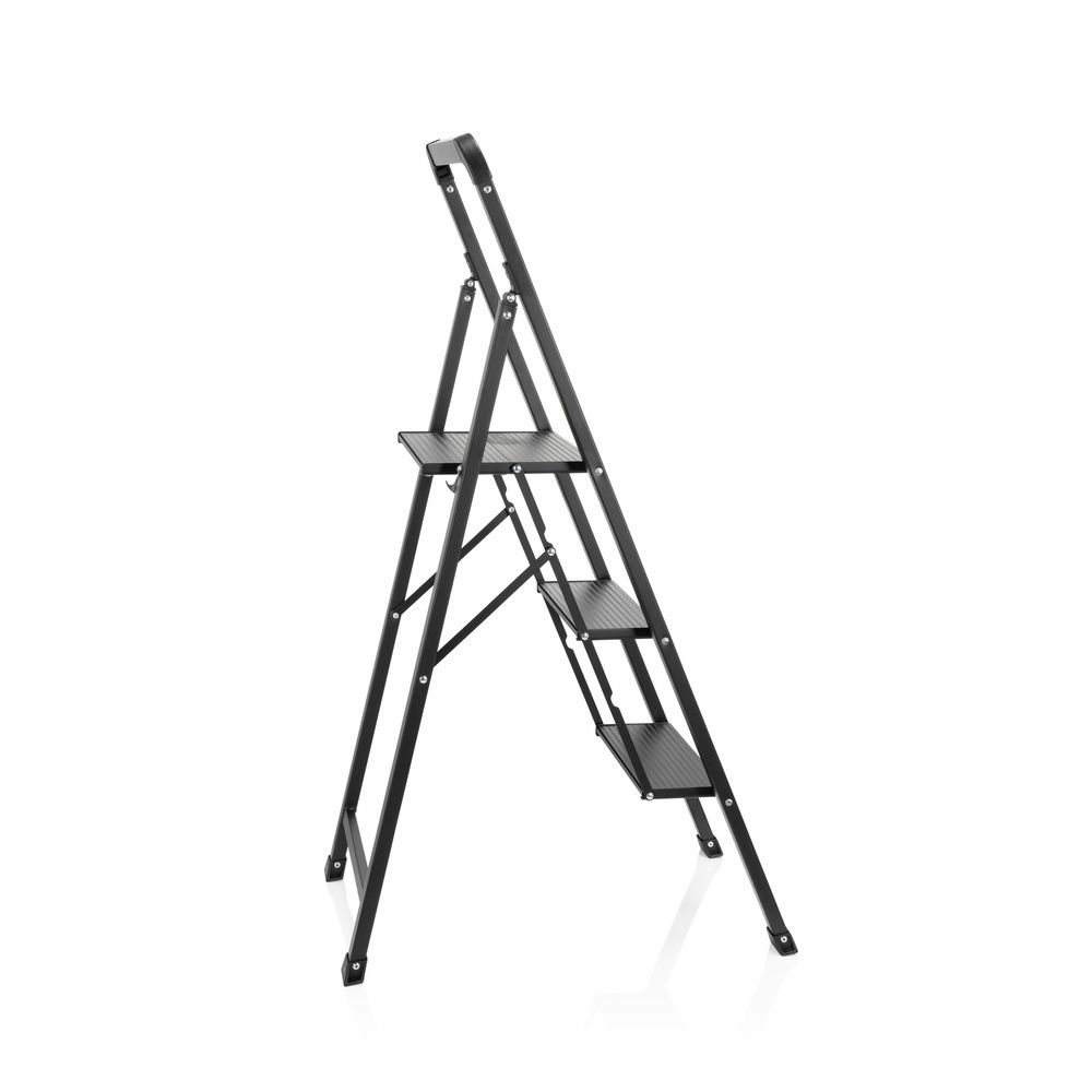 Hjh Office Klappleiter Solid W6 Stahl Aluminium Schwarz Mit Griff B-Ware